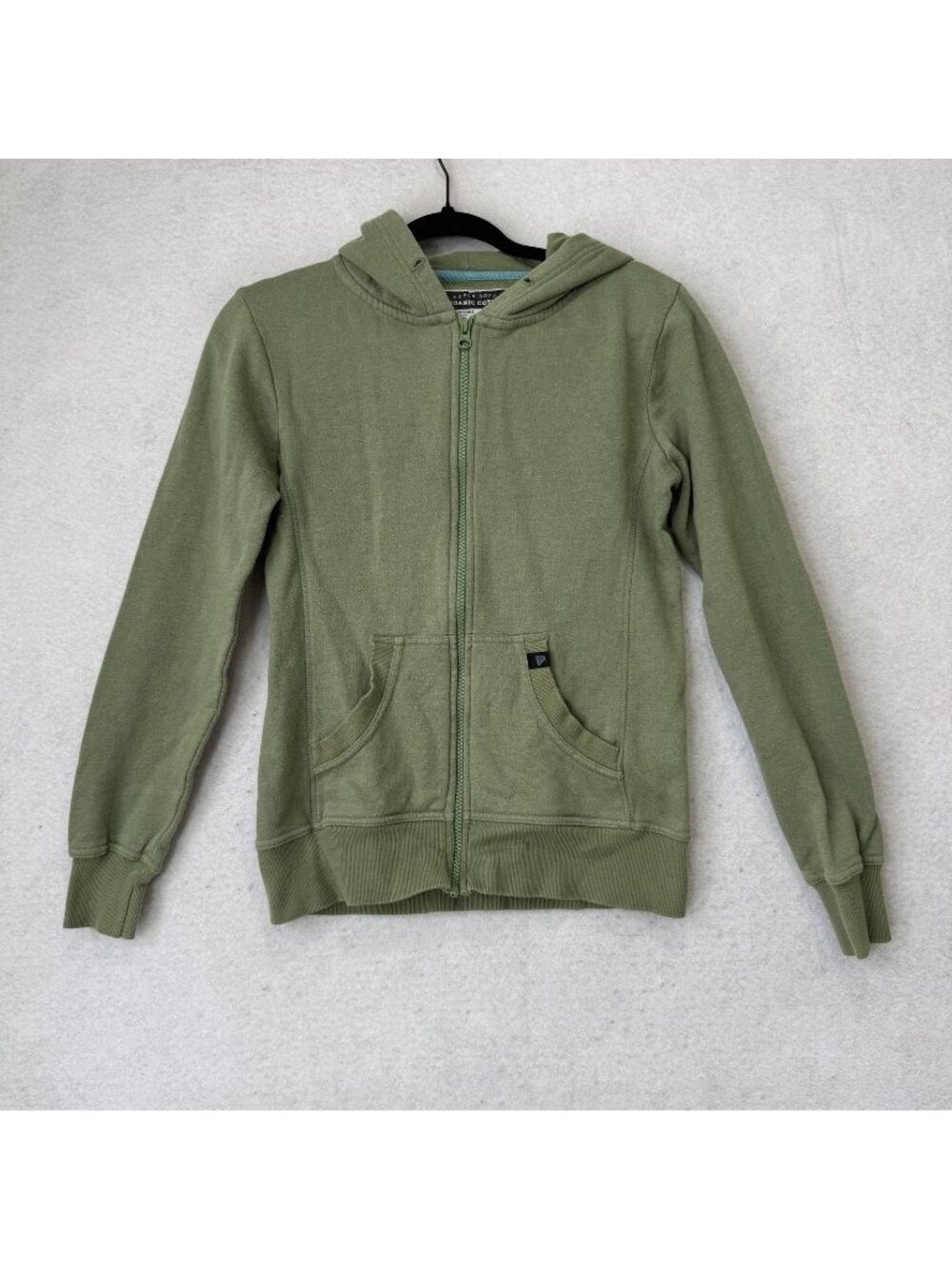 Pact Apparel Hoodie small Green Organic Cotton Fleece Full Zip Unisex Pockets